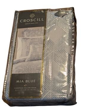 Croscill Mia Blue Euro European Pillow Sham 26" x 26" NEW
